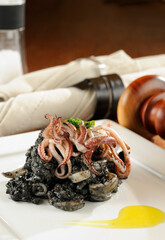 Black rice with squid