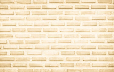 Empty background of wide cream brick wall texture. Beige old brown brick wall concrete or stone textured design backdrop.