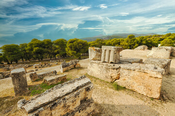 Temple of Aphaea in Aegina Island, Greece. Ancient greek architecture
