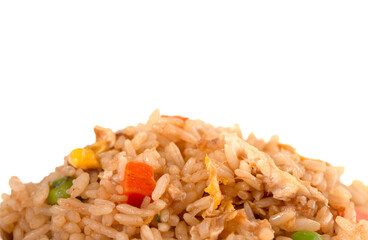A Bowl of Vegetable Fried Rice Isolated on a White Background