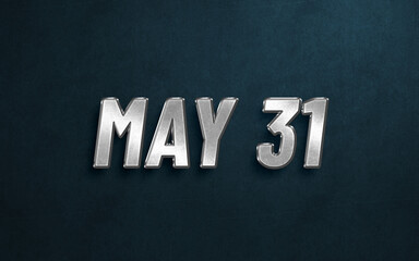 MAY IN SILVER HIGH RELIEF LETTERS ON DARK BACKGROUND