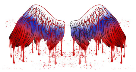 Bloody red blue white russian wings, raster