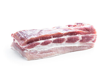 Piece of fat pork ribs raw meat isolated on white