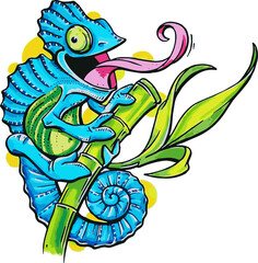Chameleon Colorful Funny Vector Illustration