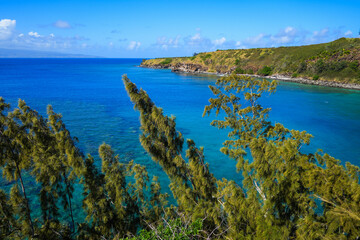 Honolua Bay along the Honoapiilani Highway in the west of Maui island in Hawaii, United States - Famous snorkeling spot in Polynesia