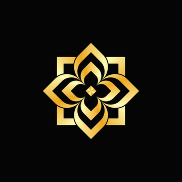 Luxury Gold flower logo. golden plant image