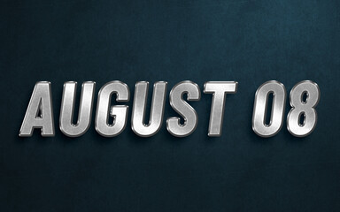 
AUGUST IN SILVER HIGH RELIEF LETTERS ON DARK BACKGROUND