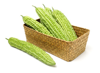 Bitter melon , Bitter gourd on white background