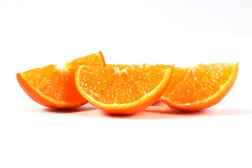 oranges, halved oranges, healthy fruit, mandarin oranges, vitamin C, against white background with refreshing water droplets