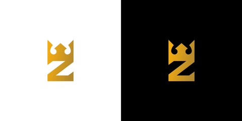 Modern and unique letter Z initial king crown logo design - obrazy, fototapety, plakaty