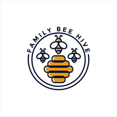 Modern bee hive logo illustration design