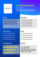 beautiful resume design Creative blue background color with wave and vector format, editable and copy space