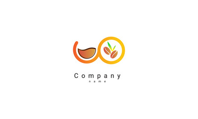 Coffee logo coffee beans coffee leaf coffee cup template