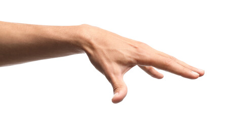 Young male hand on white background