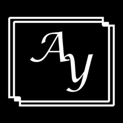 AY letter logo icon vector template on black background creative letter AY icon. AY vector.
