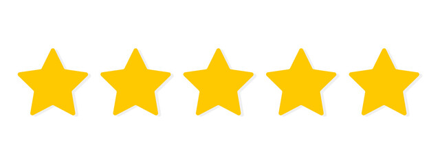 Five stars customer product rating review flat icon for apps and websites