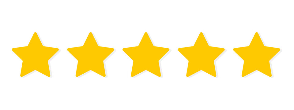 Five stars customer product rating review flat icon for apps and websites