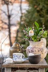 cup of tea and flowers