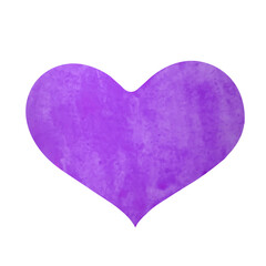 Vector illustration of a purple watercolor heart isolated on a white background.
