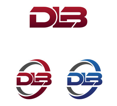 Modern 3 Letters Initial logo Vector Swoosh Red Blue DLB