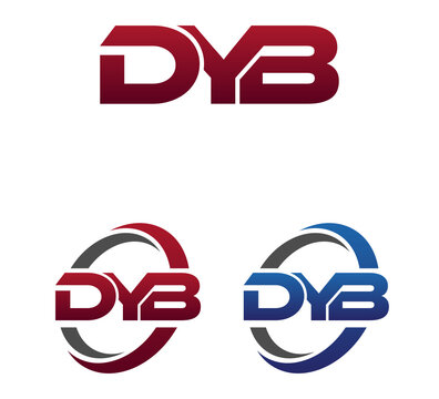 Modern 3 Letters Initial logo Vector Swoosh Red Blue DYB