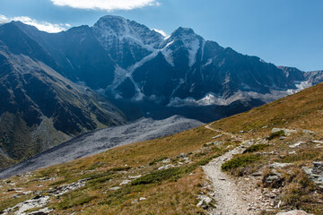 Fototapeta na wymiar Panoramic view of the glacier. Elbrus region Caucasus Russia
