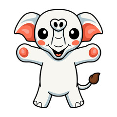 Cute little elephant cartoon raising hands