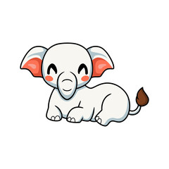 Cute little elephant cartoon lying down