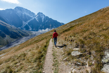 Naklejka premium Trekking to Cheget mountain elbrus region Caucasus Russia