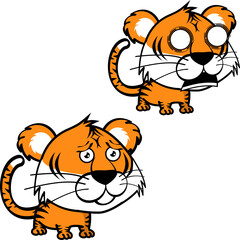 little tiger cartoon expression pack vector