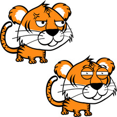 little tiger cartoon expression pack vector