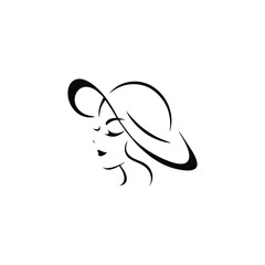 an illustration of a beautiful woman wearing a hat