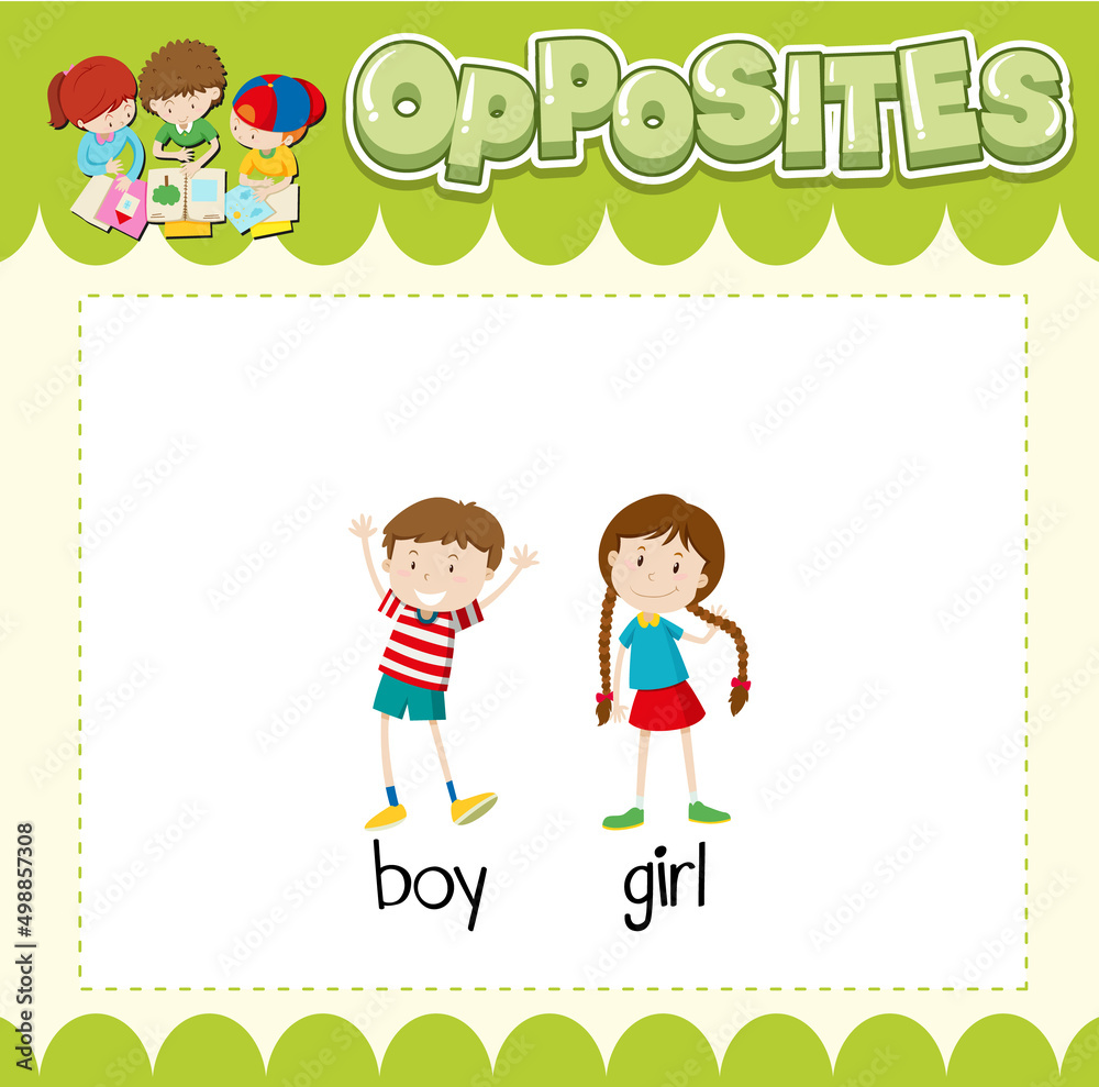 Sticker Education word card of English opposites word