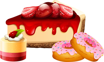 Delicious desserts cartoon set