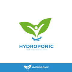 hydroponic agriculture farm logo with community people icon template