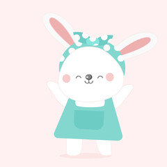 Cute bunny cartoon character.