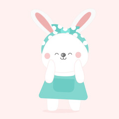 Cute bunny cartoon character.