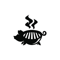 pig illustration logo combined with a grill depicting BBQ