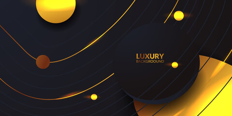 luxury elegant premium black dark space line with golden accent decoration banner background for winner award template