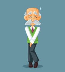 Senior Man Having a Frequent Urination Problem Vector Illustration