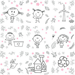 cartoon activity illustration of a smiling  set of hand drawn elements for children's coloring book design, children's book. eps vector image.