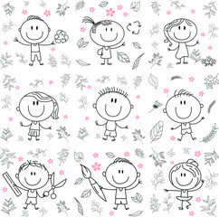cartoon activity illustration of a smiling  set of hand drawn elements for children's coloring book design, children's book. eps vector image.