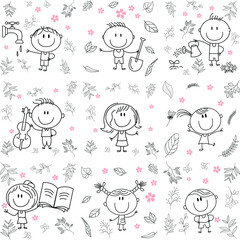 cartoon activity illustration of a smiling  set of hand drawn elements for children's coloring book design, children's book. eps vector image.