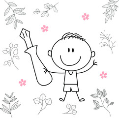 cartoon activity illustration of a smiling child for children's coloring book, children's book. eps vector image.