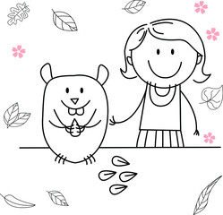 cartoon activity illustration of a smiling child for children's coloring book, children's book. eps vector image.