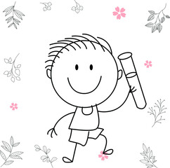 cartoon activity illustration of a smiling child for children's coloring book, children's book. eps vector image.