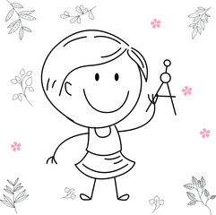 cartoon activity illustration of a smiling child for children's coloring book, children's book. eps vector image.