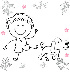 cartoon activity illustration of a smiling child for children's coloring book, children's book. eps vector image.