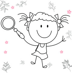cartoon activity illustration of a smiling child for children's coloring book, children's book. eps vector image.