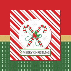 christmas card with christmas candy cane
